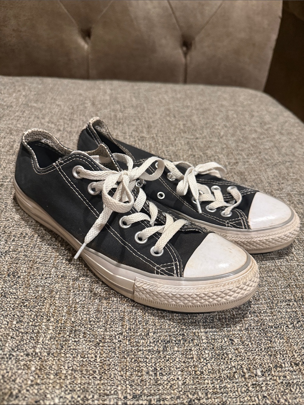 Converse Black Low Top Canvas Sneakers with White Accents